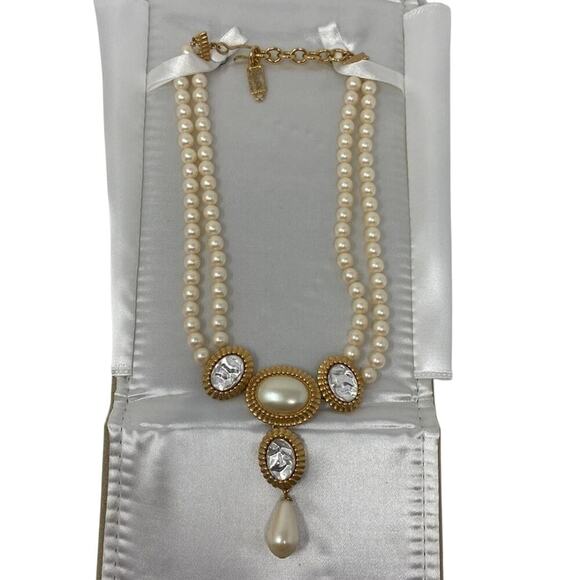 Yves Saint Laurent Vintage Faux Pearl Necklace – Statement Costume Jewelry YSL - Picture 3 of 11